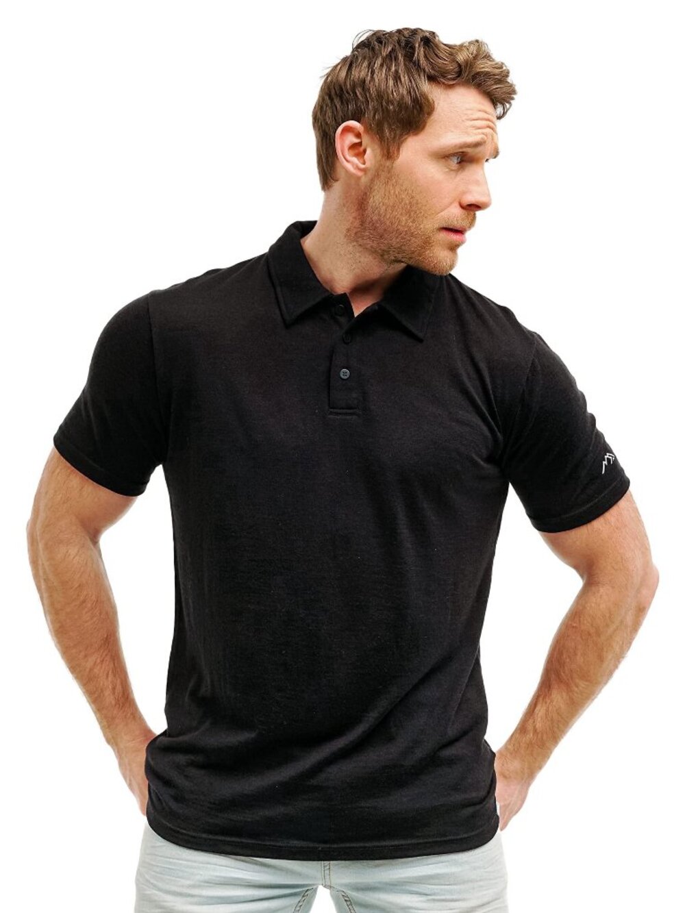 Merino.tech Men’s Merino Wool Short Sleeve Polo Shirt - Odor Resistant (Black)